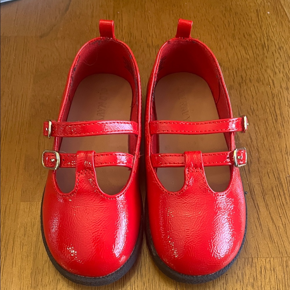 Old Navy Red Patent Mary Jane Kids Shoes - Classic Double-Strap